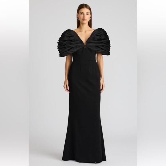 Zac Posen Dresses & Skirts - ZAC POSEN Black Puff Sleeves Maxi Mermaid Dress